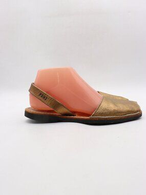 Pons Leather Avarcas Women Size 8 Slingback Peep Sandals Yellow Gold Shoes